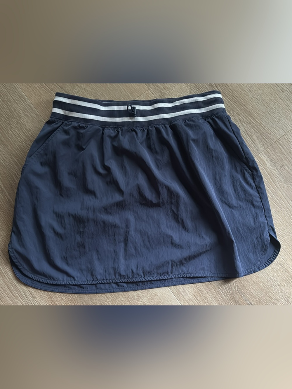 Offline by aerie Navy Mini Skirt with White-Striped Elastic Waistband